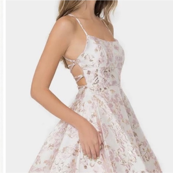 Rose Embossed Pink Dress - Picture 3 of 9